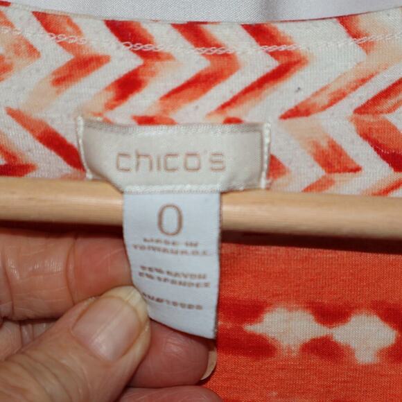 Chicos Size ) Blouse Orange White Graphic - Picture 5 of 11